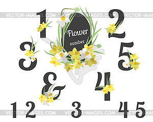 Floral narcissus retro vintage background - royalty-free vector clipart