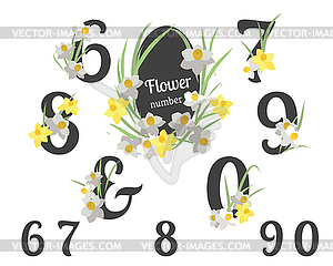 Floral narcissus retro vintage background - vector image