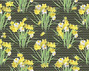 Floral narcissus retro vintage background - vector clipart