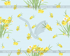 Floral narcissus retro vintage background - vector image