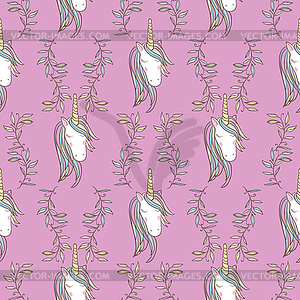 Unicorn Rainbow seamless pattern - vector clipart