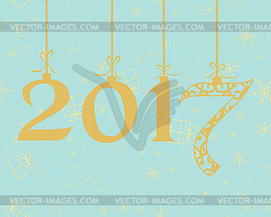 Merry Christmas and Happy New Year Card - vector clipart