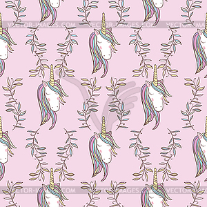 Unicorn Rainbow seamless pattern - vector EPS clipart