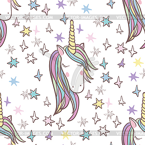 Unicorn Rainbow seamless pattern - vector clipart