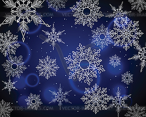 Зимний узор открытка со снежинками - векторное изображение