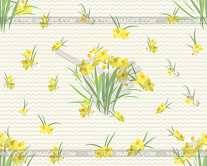 Floral narcissus retro vintage background - vector image