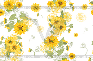 Yellow Sunflowers - vector clip art