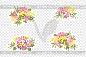 Vintage romantic of fashionable bouquets of flowers - vector clipart