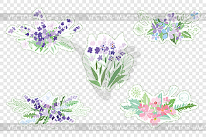 Vintage romantic of fashionable bouquets of flowers - vector clipart / vector image