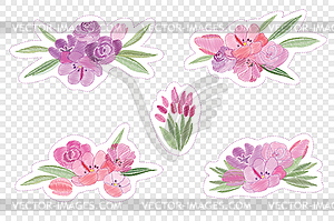 Vintage romantic of fashionable bouquets of flowers - vector clipart