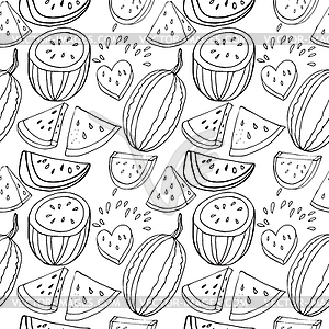 Seamless pattern of juicy lobes of watermelons - royalty-free vector image