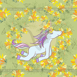 Retro style with flowers and animal - vector image
