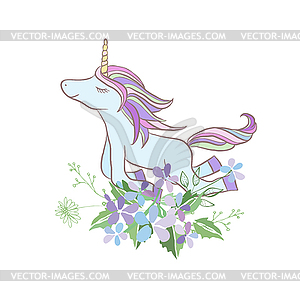 Retro style with flowers and animal - vector clipart