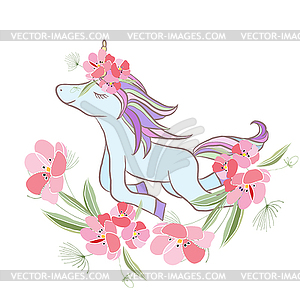 Retro style with flowers and animal - vector clipart