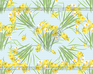 Floral narcissus retro vintage background - vector image