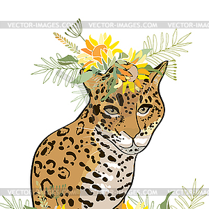Retro style with flowers and animal - vector clipart