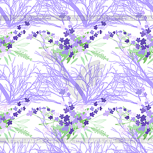 Seamless pattern with summer flowers and leaves - royalty-free vector image