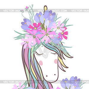 Retro style with flowers and animal - vector image