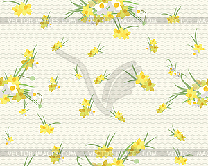 Floral narcissus retro vintage background - vector clip art