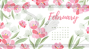 Vintage floral calendar 2018 - vector clipart