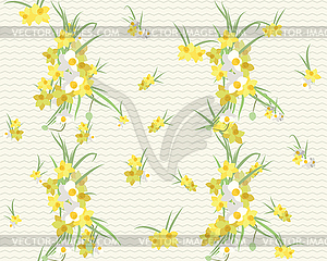 Floral narcissus retro vintage background - vector image