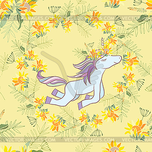 Retro style with flowers and animal - vector clipart