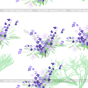 Seamless pattern with summer flowers and leaves - color vector clipart