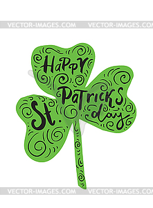 Hand written inscription Happy St. Patrick`s Day - vector clip art