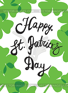 Hand written inscription Happy St. Patrick`s Day - vector clip art