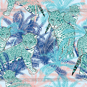 Beautiful exotic tropical summer pattern with palm - vector clip art