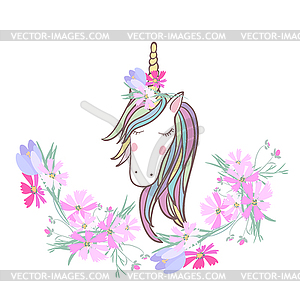 Retro style with flowers and animal - color vector clipart