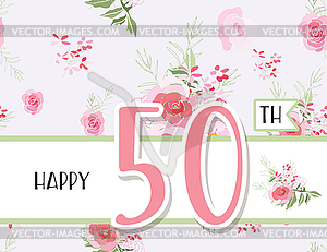 Greeting card for anniversary birthday - color vector clipart