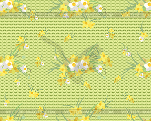 Floral narcissus retro vintage background - vector image