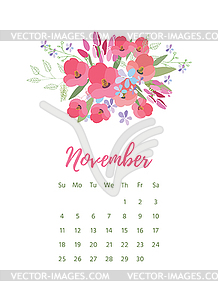 Версия для печати 2018 Календарь с довольно яркими цветами - векторизованный клипарт