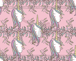 Unicorn Rainbow seamless pattern - vector clipart