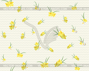 Floral narcissus retro vintage background - vector image