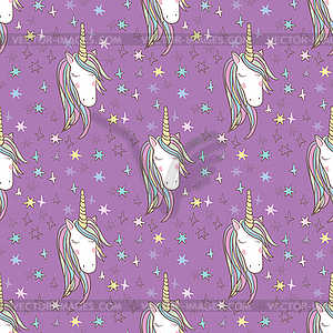 Unicorn Rainbow seamless pattern - vector clipart