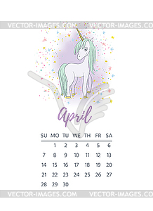 With cute mystic unicorn animal - vector image