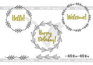 Collection of handmade sketches with plants - vector clip art