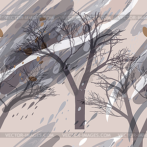 Military camouflage texture with trees, branches, - vector clip art