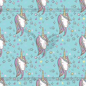 Unicorn Rainbow seamless pattern - royalty-free vector clipart