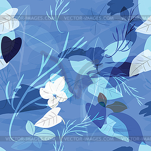 Military camouflage texture with trees, branches, - vector image