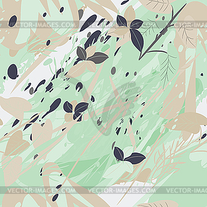 Military camouflage texture with trees, branches, - vector clip art