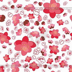 Trendy flower sakura background seamless pattern - vector image