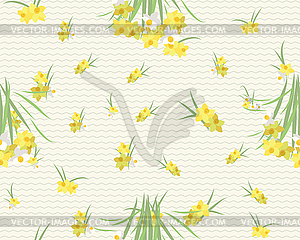 Floral narcissus retro vintage background - vector clip art
