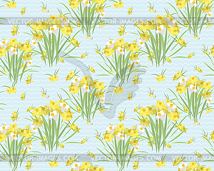 Floral narcissus retro vintage background - vector clipart