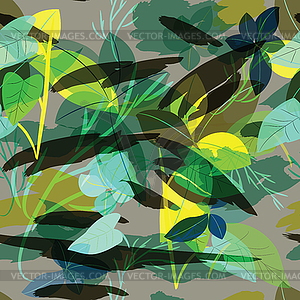 Military camouflage texture with trees, branches, - vector clipart / vector image