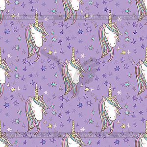 Unicorn Rainbow seamless pattern - royalty-free vector clipart