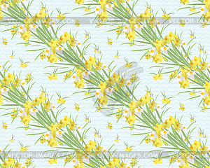 Floral narcissus retro vintage background - vector image