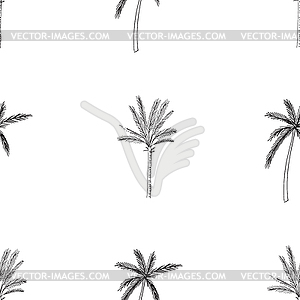 Hand-drawn seamless pattern with palm trees - stock vector clipart